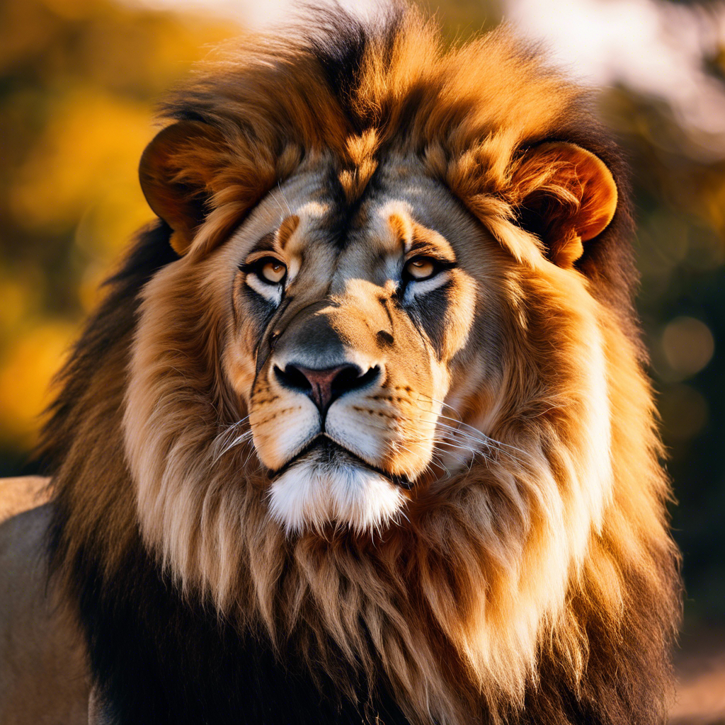 Majestic lion at golden hour