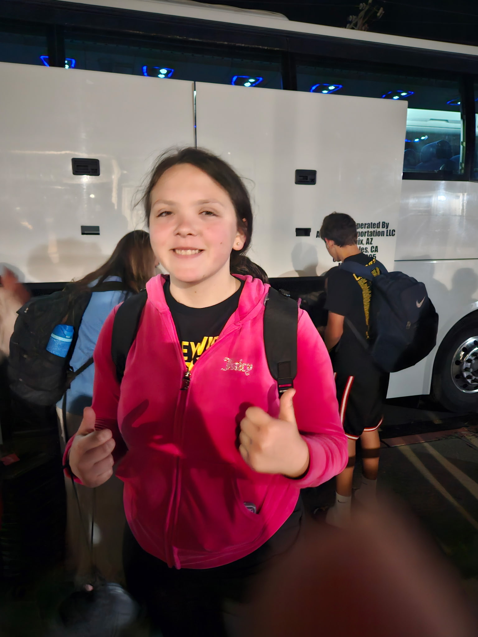 Aisling Incasa giving a thumbs up on a school trip